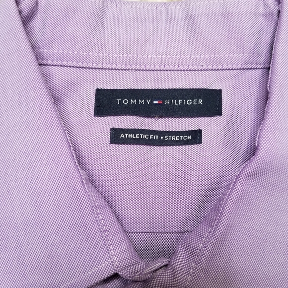 Tommy Hilfiger Purple Athletic Fit Stretch Button Down Size 34/35. 16.5" - Picture 3 of 6
